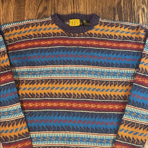 Vintage 90s Vibrant Knit Wool Sweater - Picture 2 of 10